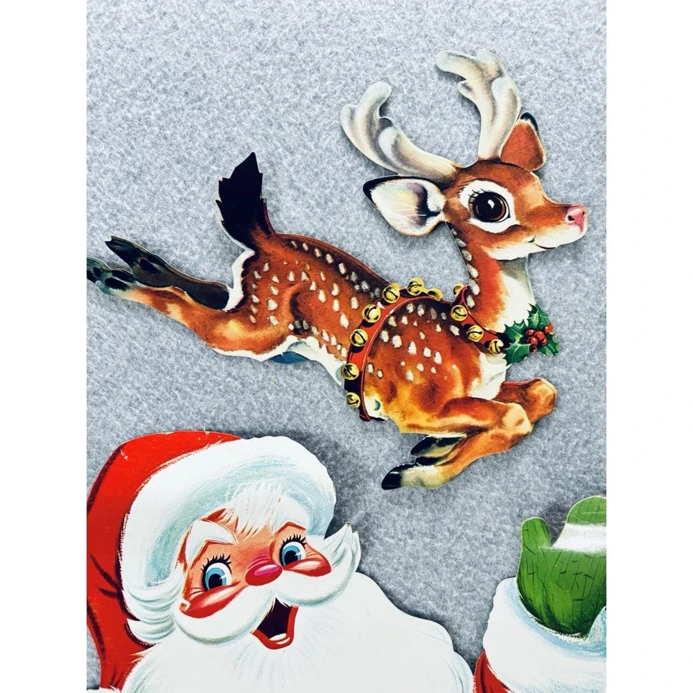 Vintage Die Cut Christmas Decorations Lot‎ Santa Snowman Reindeer Angel Dennison